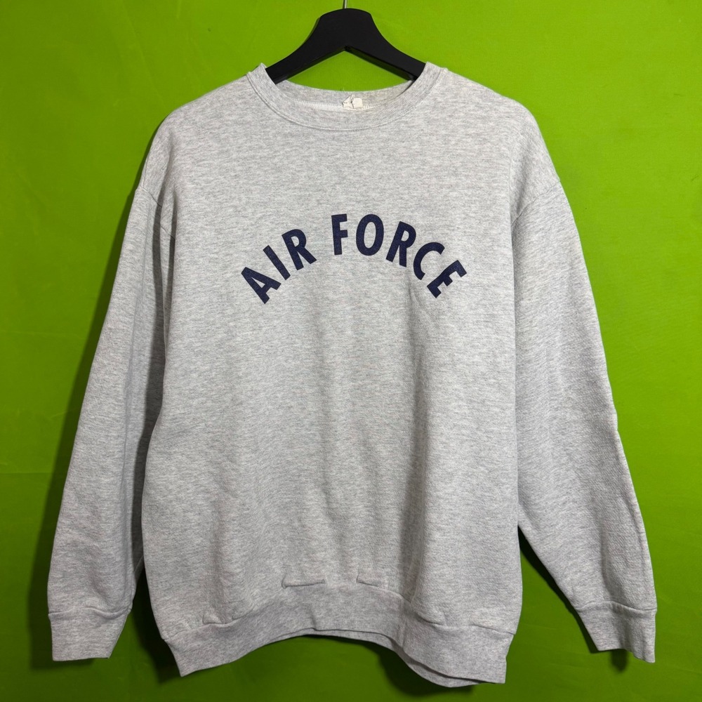 Vintage 90s Air Force Crewneck Sweatshirt Heather Gray Navy Medium Pullover